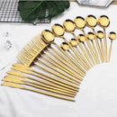 Conjunto de Talheres Dourado Luxy 24 Peças + Brinde Caixa presente